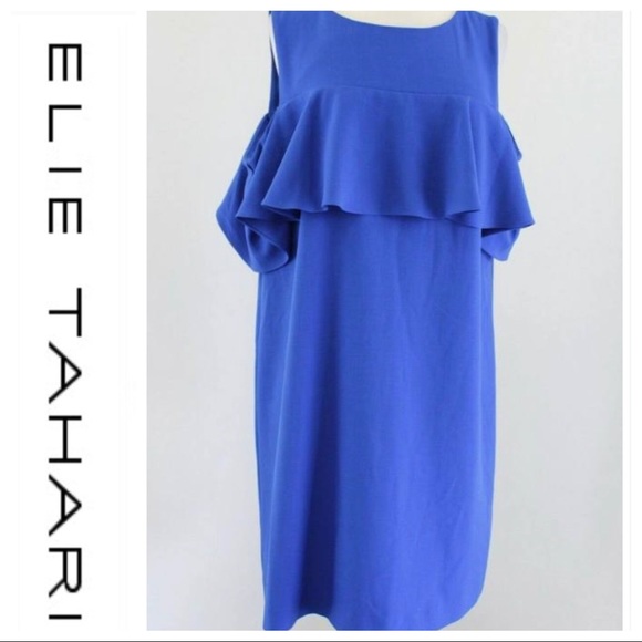 💕SALE Tahari ASL Ruffled Cold Shoulder Mini Dress - Picture 7 of 16